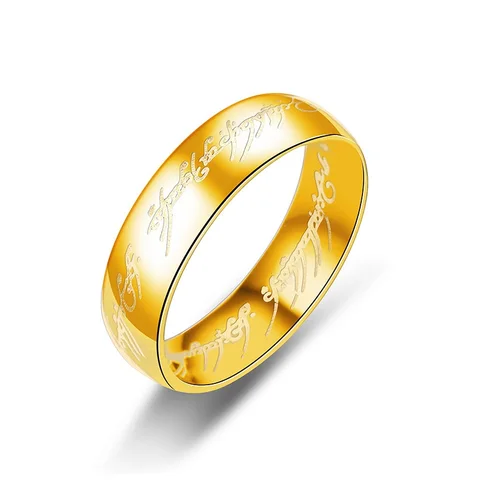 Stainless Steel Rings For Men Women Letter Gold Silver Color One Finger Ring Alloy Vintage Valentine's Day Gift Jewelry