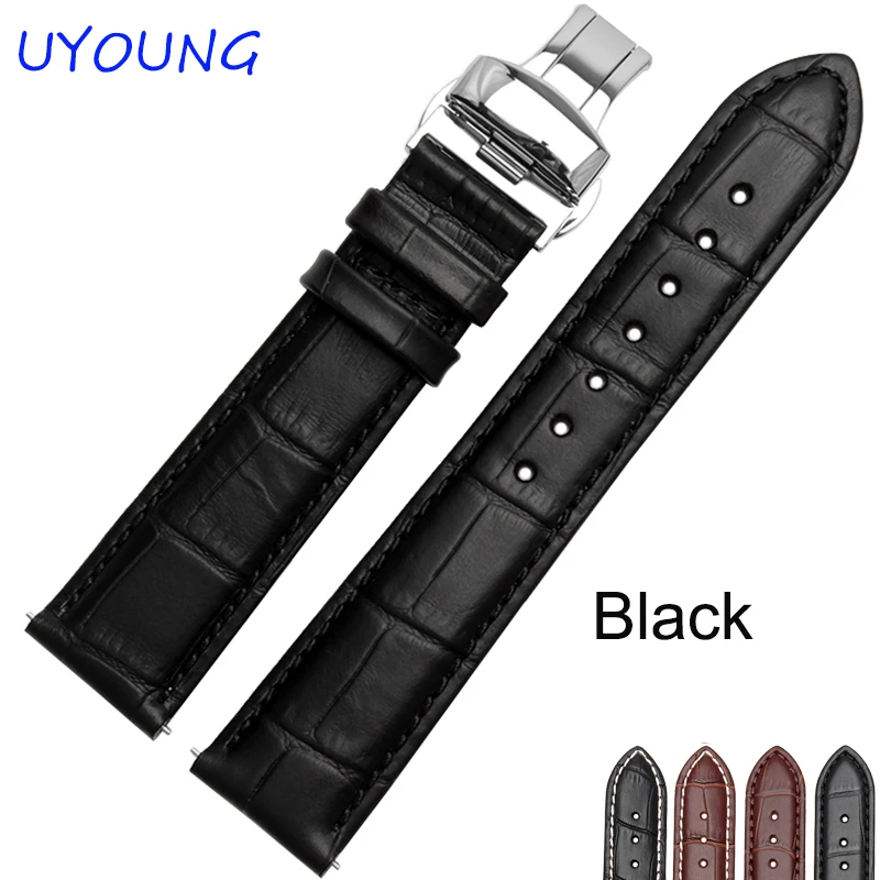 Premium Genuine Leather Watchband - Black Brown Watch Accessories Strap Bracelet