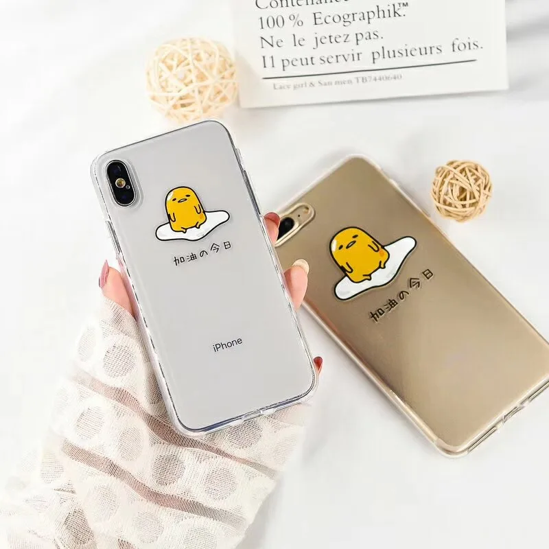 

Cyato Lovely Gudetama Egg Case For iphone 7 Case Fashion Clear Soft TPU Cases Funny Cartoon Back Cover For iphone 6 6S 7 PLus