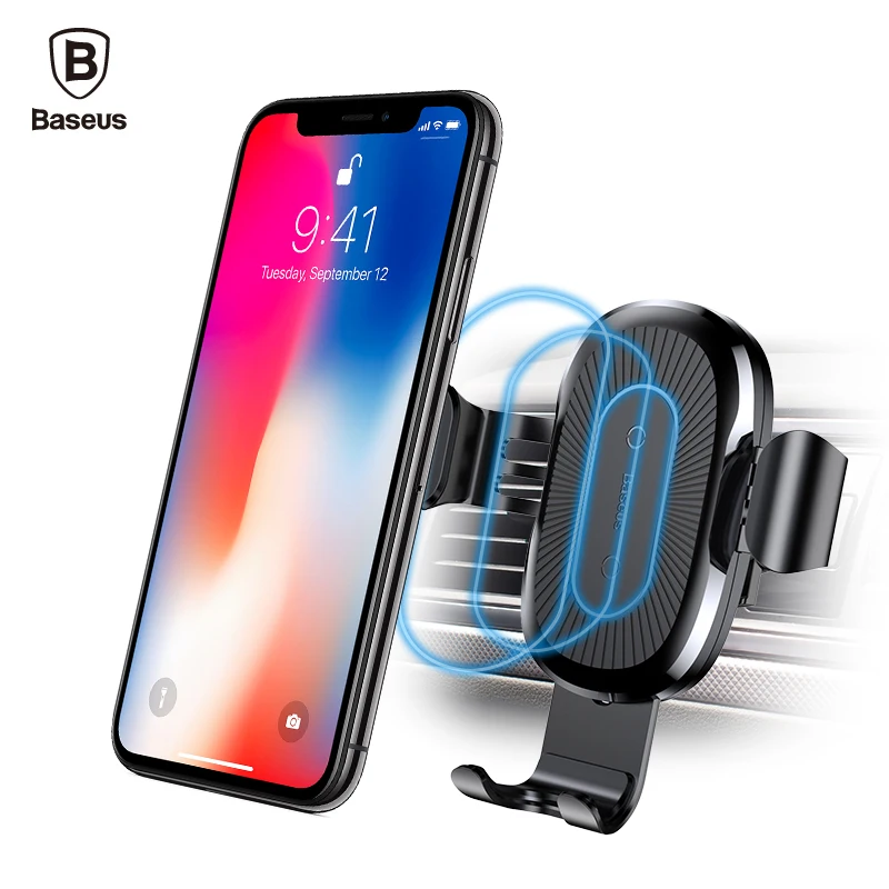 Baseus автомобильный держатель Qi Беспроводной Зарядное устройство для iPhone samsung S9 плюс мобильный телефон держатель 10 Вт быстро Беспроводной автомобиля Зарядное устройство Держатель Телефона