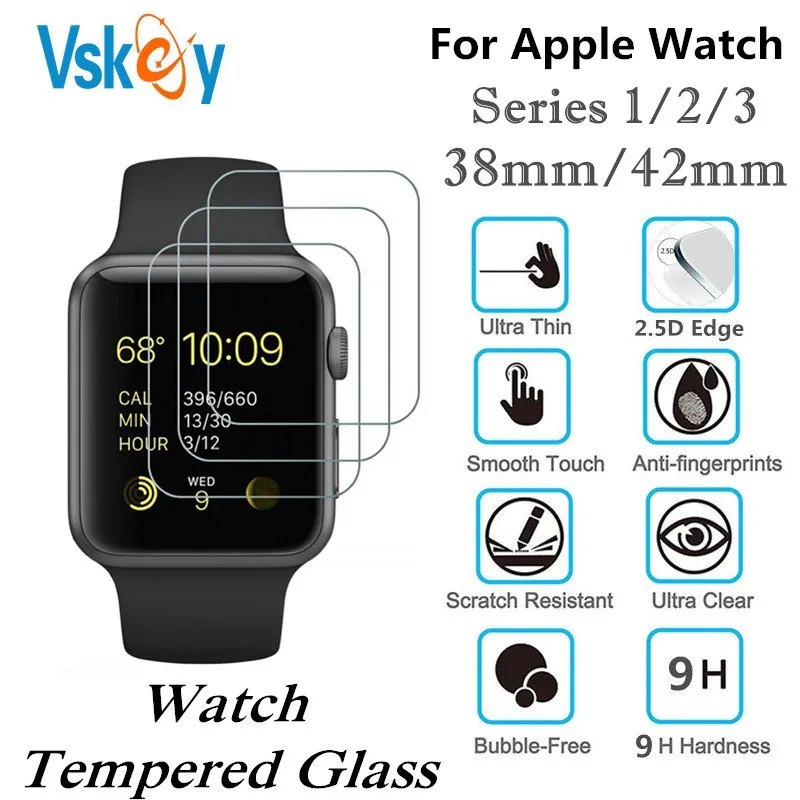VSKEY 10 шт пленка из закаленного стекла для Apple Watch 38 мм 42 Серия 1/2/3 Смарт часы
