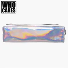 Holo gráfico suave maquiagem saco organizador saco de viagem de Couro 2016 PU sacos cosméticos lápis caso maleta de maquiagem compo o saco