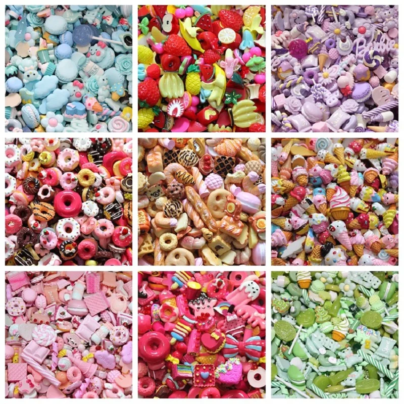 Ice Cream SLIME Charms DIY Accessories Donut Macaron Resin Charms For SLIME Fillers Mobile Phone Shell Decoration 10PCS Mixed