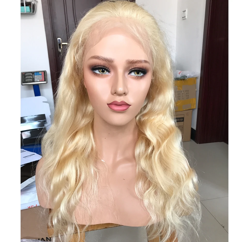 Блондинка 613 полная парики, кружева натуральные волосы тела волны бразильский Реми натуральные волосы парики Детские волосы для Для женщин