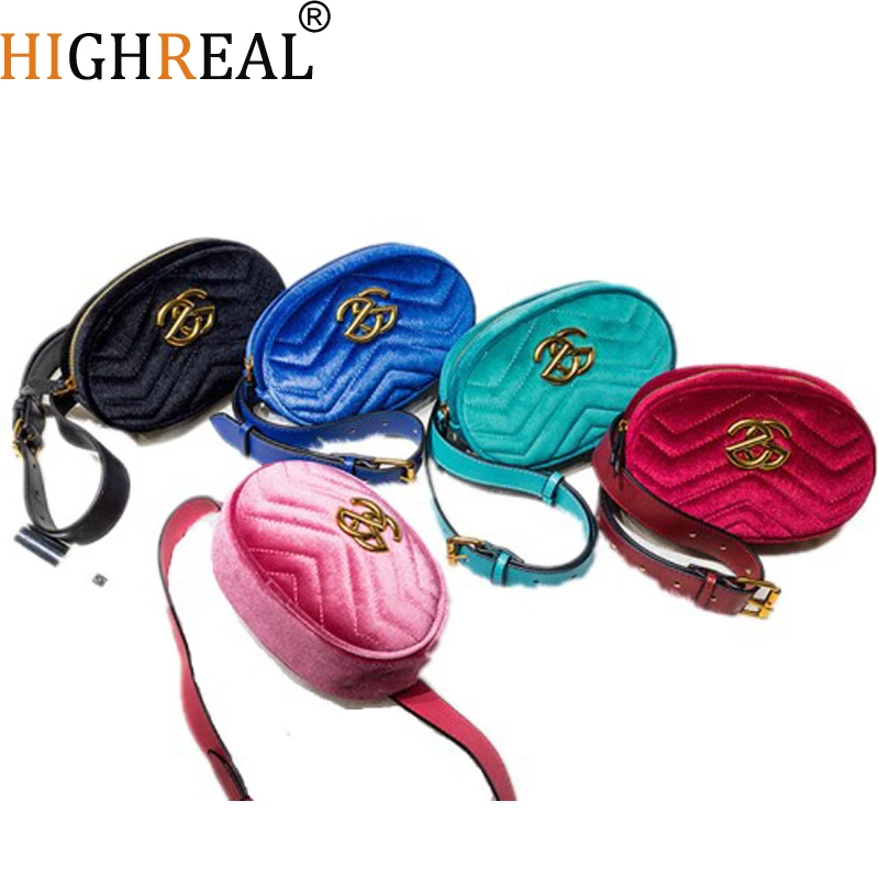 

Waist Bag Women Fanny Pack Belt Bag Luxury Brand Fashion Leather Velvet Chest Handbag Red Black Blue Pink Hight Quality