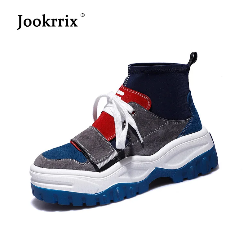 Jookrrix/Женская обувь из искусственной кожи; модные брендовые высокие кроссовки; женская обувь; chaussure; сезон осень; женская обувь; дышащая обувь черного цвета для девочек