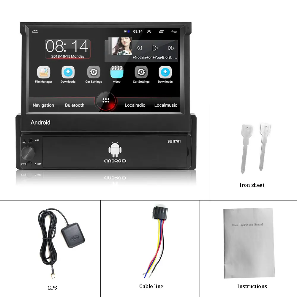 AMPrime 1din Автомагнитола Android wifi Автомобильный мультимедийный gps навигатор Авторадио Bluetooth стерео радио FM AUX USB Авто аудио плеер