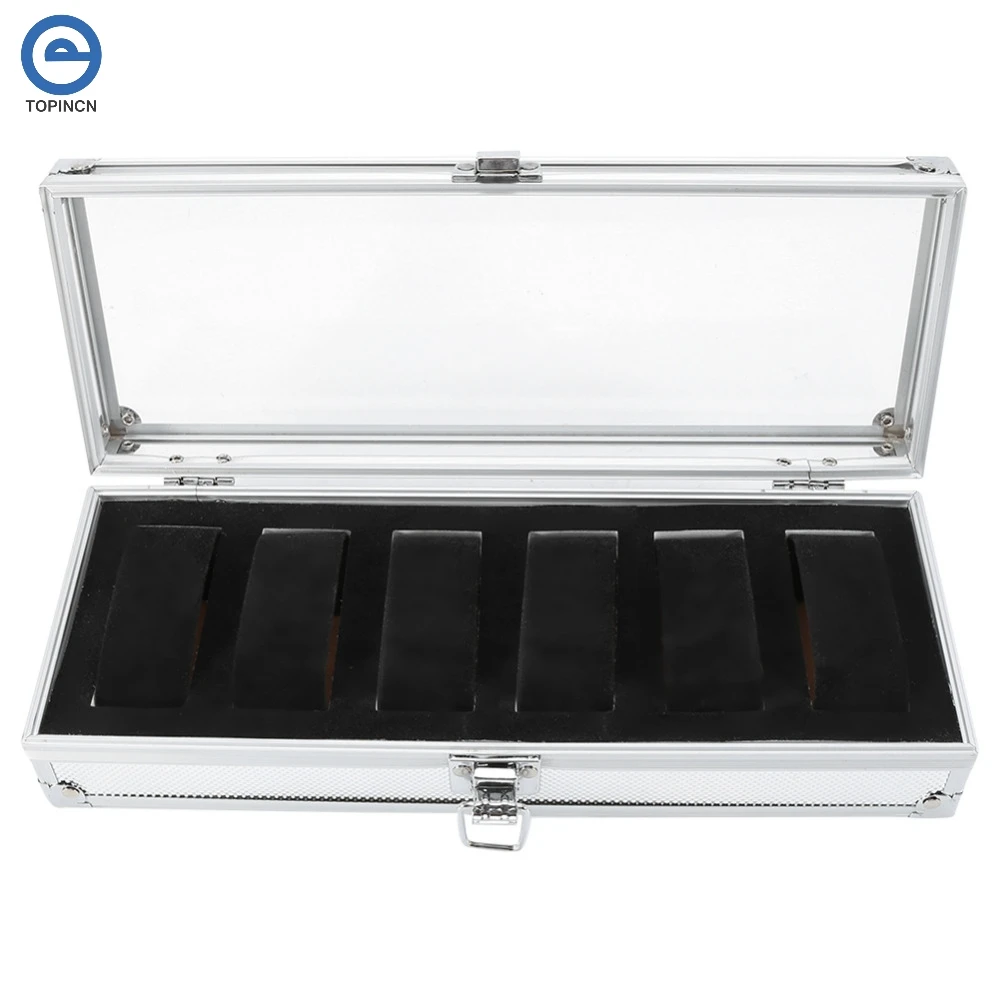 

6/12 Grid Insert Slots Jewelry Watchbox Display Storage Box Aluminium Jewelry Decoration Caja Reloj Holder Caixa Relogio