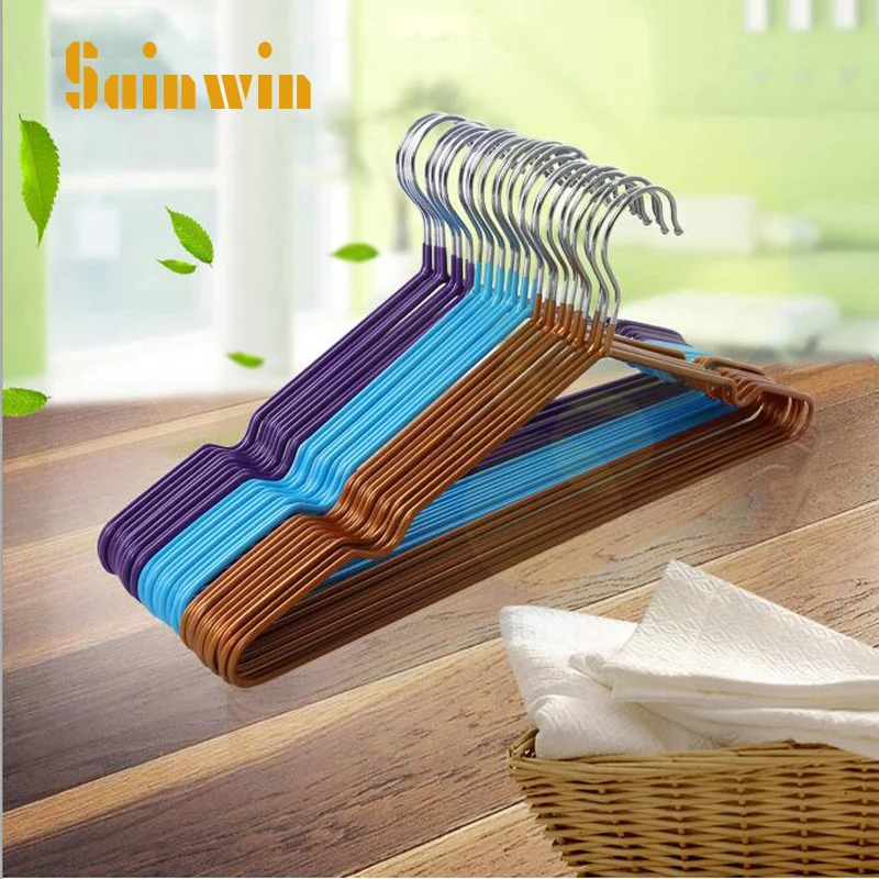

Sainwin 10pcs/lot 40cm thin and thick stainless steel adult hanger plastic hangers for clothes
