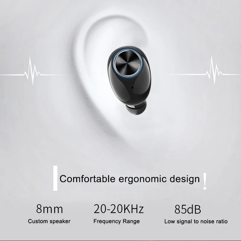 

New Bluetooth 5.0 Mini Earphone Waterproof Wireless Sports In Ear Earbuds with Charging Case