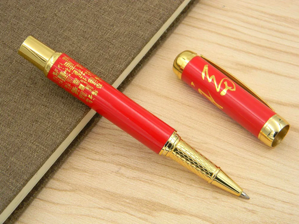 Chinese Porcelain with Metal red "fu" Mediun Roller ball Penin Ballpoint Pens from Office