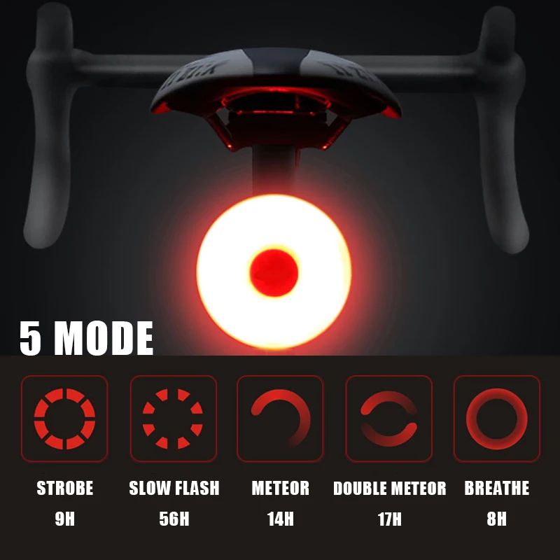 WasaFire Rechargeable Bicycle Lamp USB 16*LED Bike Tail Light Taillight Flash Lights Safety Warning Bicycle Tail Rear Lights