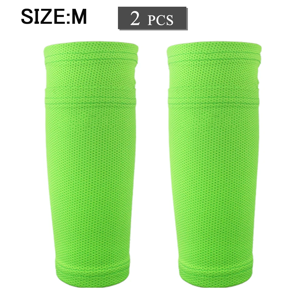 Green M 2 шт Щитки на голени для футбола, защита для поддержки ног, рукав, защита для футбола, носки для голени, дышащие защитные рукава с карманом - Цвет: Green M