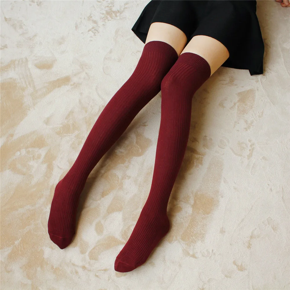 

1 Pair Cute Ladies Girls Sweet College Style Stocks Thigh High Socks Over Knee Stripe Girls Cotton Casual Socks Black White