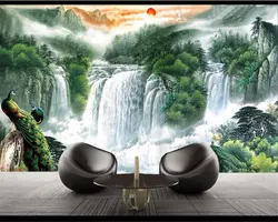 Beibehang ручная роспись пейзаж водопады costom обои гостиной спальни обои пейзаж обои для стен 3 d