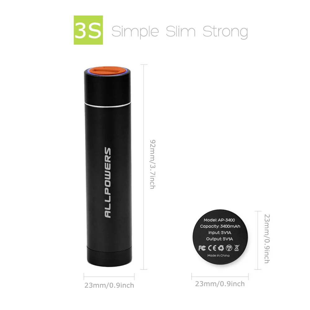 ALLPOWERS Mini Power Bank 3400mAh Dual USB Portable LCD Powerbank External Battery Charger Pack for Mobile Phones ALLPOWERS Mini Power Bank 3400mAh Dual USB Portable LCD Powerbank External Battery Charger Pack for Mobile Phones