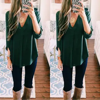 

Hot sale Maternity V-neck chiffon blouse summer fashion casual white shirts loose tops solid color Clothes For Pregnant women