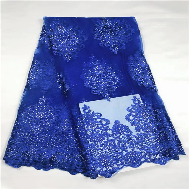 

2019 High Quality Nigeria Wedding African Lace Fabric With Stones Embroidery African French Tulle Lace Fabric(YJ-12-18
