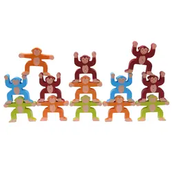 16 шт./компл. деревянные укладки игры обезьяны детские игрушки балансирующие блоки игры для малышей Развивающие игрушки для детей