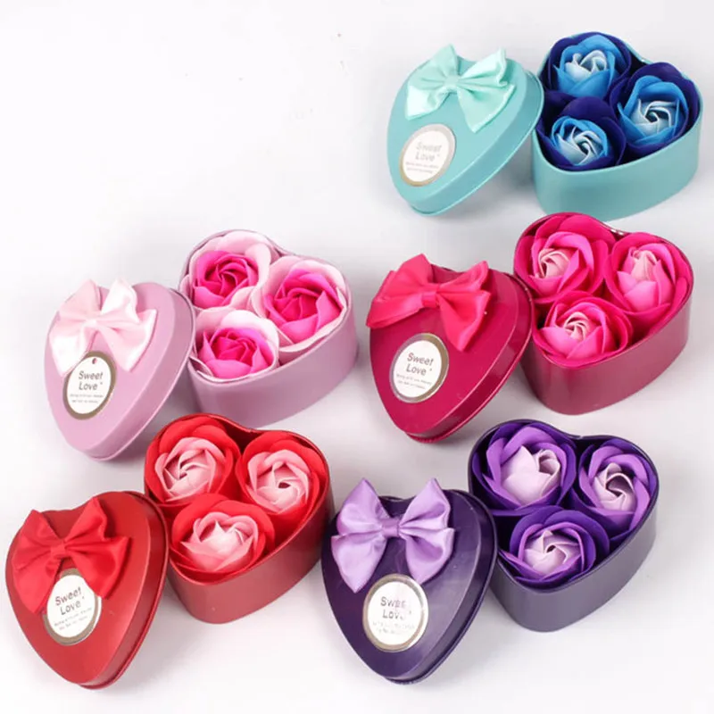 

3Pcs Heart Scented Bath Body Petal Rose Flower Soap Wedding Decoration Gift Best