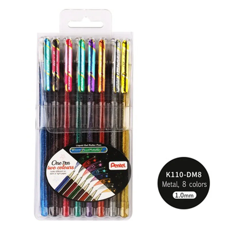 Блестящая гелевая ручка с цветными бабочками, блестящая металлическая двухцветная одноцветная ручка для рисования K110, цветные чернила 1,0 мм - Цвет: 8 colors