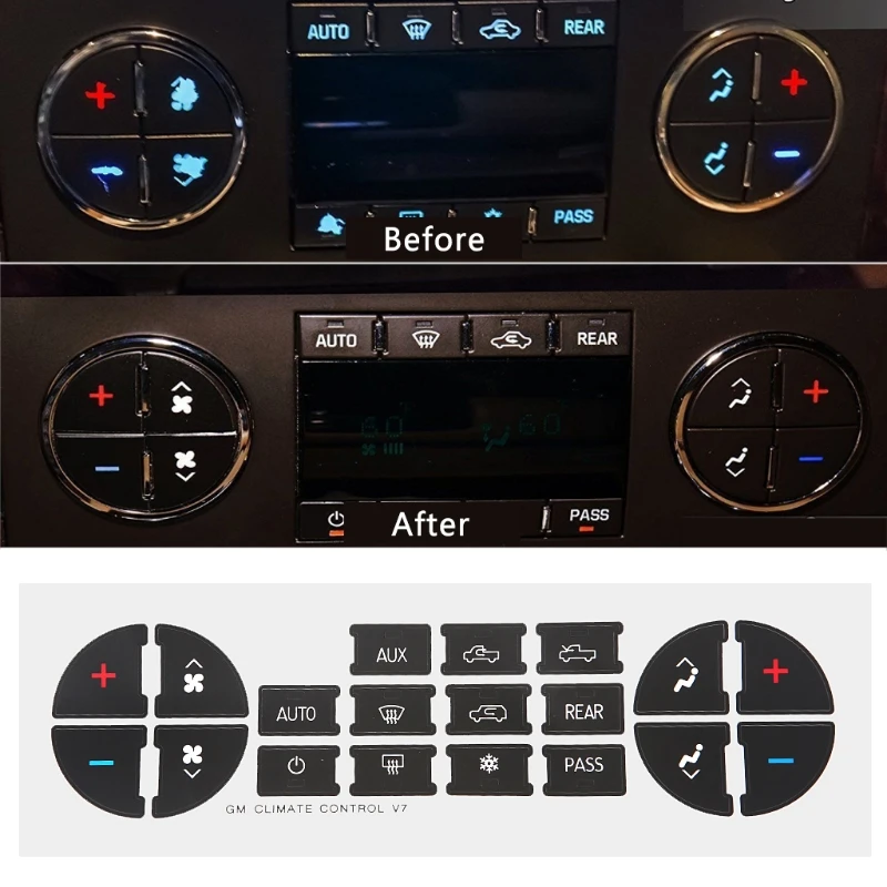 1pcs for Chevrolet GMC Tahoe AC Dash Button Repair Kit Decal Sticker Replacement