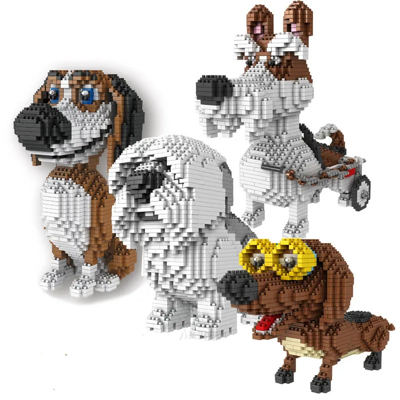 

Cartoon Dog Mini Block Beagle Hound Schnauzer Dachshund Sheepdog DIY Puppy Building Brick Toy For Kids no box