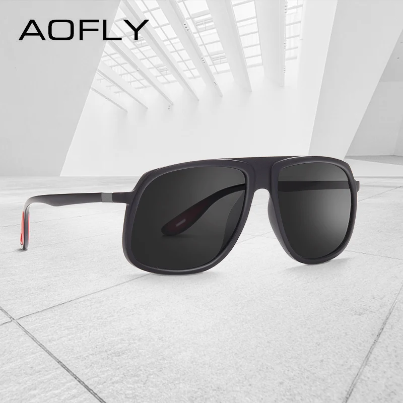 

AOFLY BRAND DESIGN Classic Sunglasses Men Driving Male Sunglasses Men Polarized Unique Temple Square Goggles UV400 AF8110
