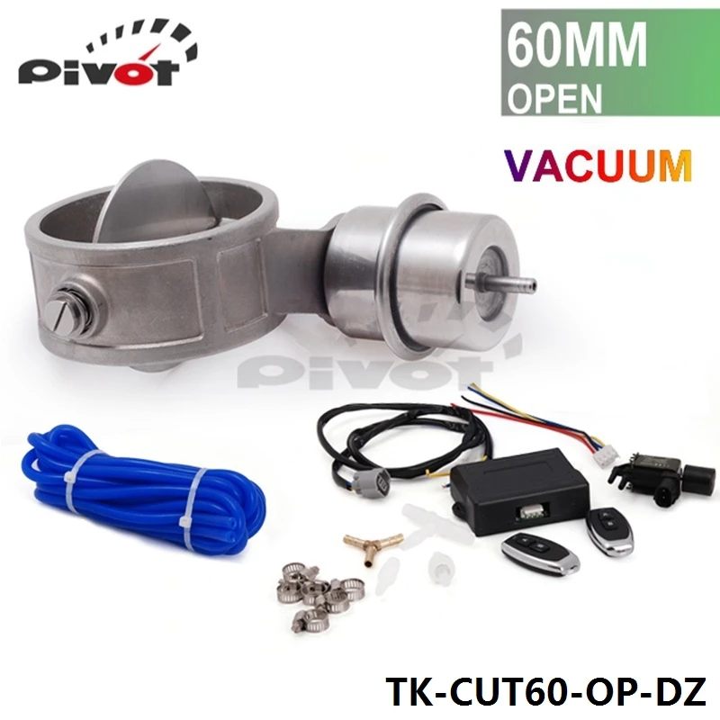Exhaust Control Valve CUTOUT 2.3" 60mm Pipe Open Style With Vacuum Actuator with Wireless Remote Controller Set TK-CUT60-OP-DZ
