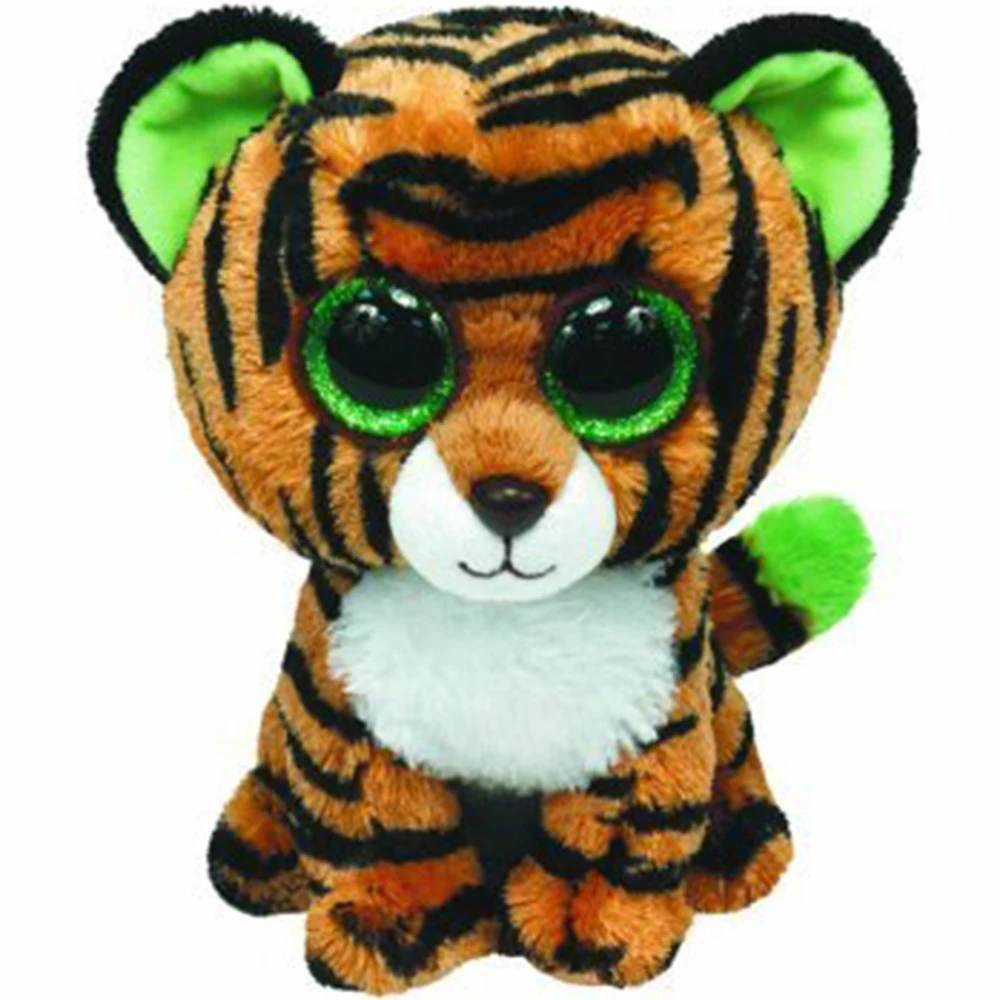 Pyoopeo Ty Beanie Boos 6" 15cm Stripes the Tiger Plush Soft Big eyed Stuffed Animal Wild Cat