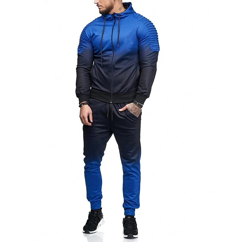 ZOGAA Men's Tracksuit 2018 Brand New Casual MenOutwear 2 Pcs Set Track Suit Male Fitness Sportswear Color Block Fashion Suit