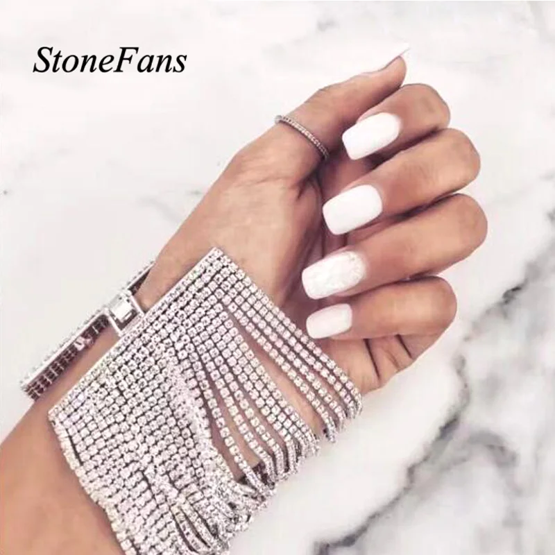 

StoneFans 22 Multiple Layered Tennis Bracelet Women Cute Wedding Bracelets Bangles for Bridesmaids Crystal Vintage Gift For Girl