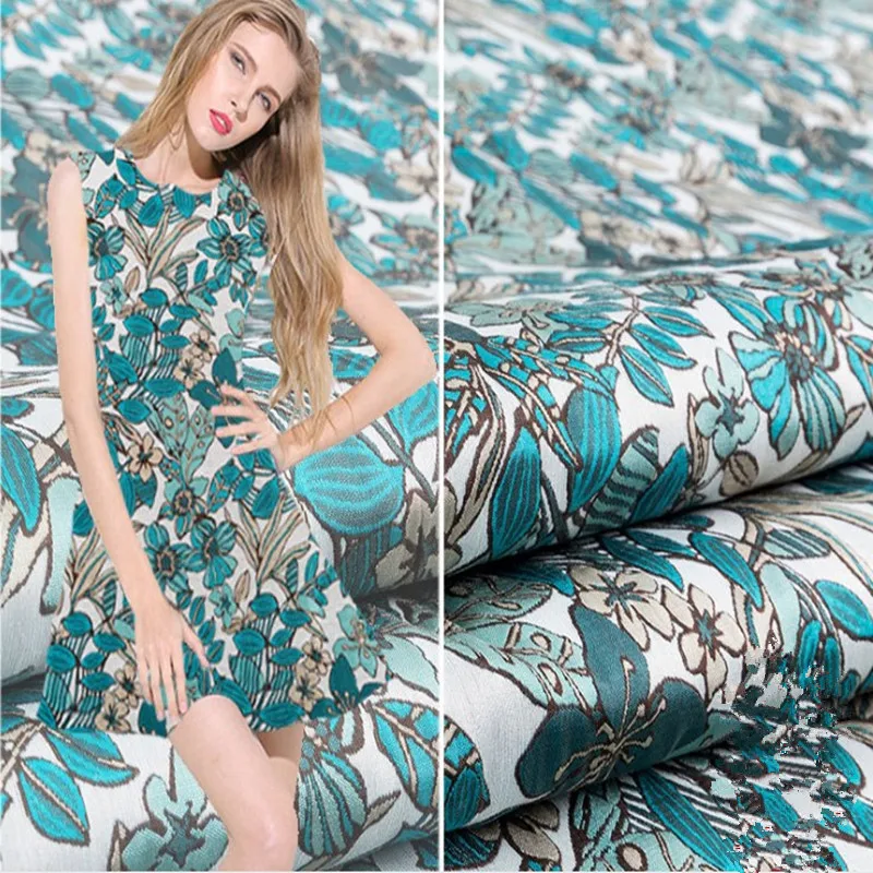 

1Meter/Lot Polyester Jacquard Green Flower Fabric African Lace Sew Clothing Dress Material Patchwork Fabric