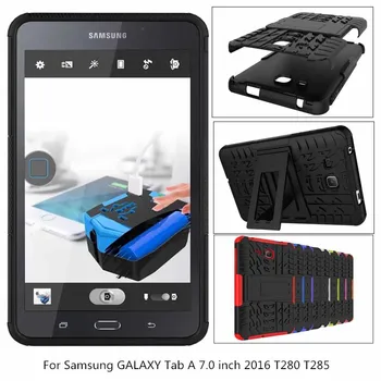 

TPU Tablet Protecter Hard Case For Samsung Tab A 7.0 2016 T280 T285 Anti-dust Heavy Duty Tablet Drop Support Cases Cover + film