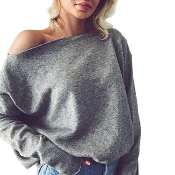 

Solid Color Sexy One Off Shoulder Women Sweater Pullover Oversized Knit Jumper