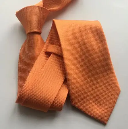 

2017 Brand New Fashion 8cm Design Ties Handmade Orange Plaid Necktie Business Jacquard Woven Gravatas for Meeting