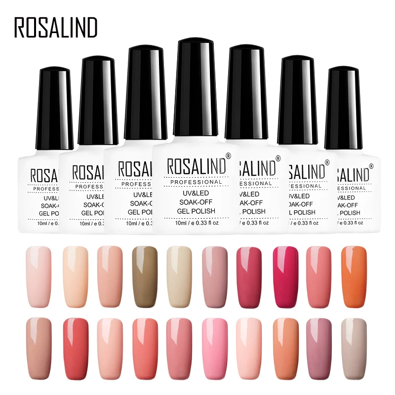 ROSALIND nail polish 10ml base and top coat Red and Nude Color Series Art LED Gel Polish Semi Perma