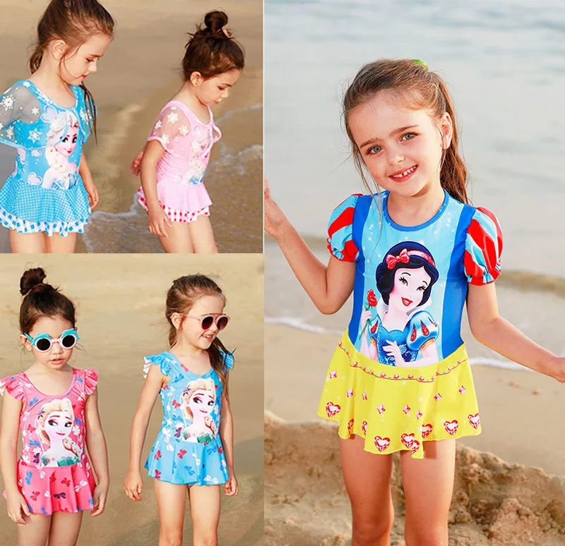 

Summer Baby Girl Children's Swimwear Print Anna Elsa Princess Two-Piece Swimsuits Kids for 85-135CM Girls One-Piece Bikini Sets