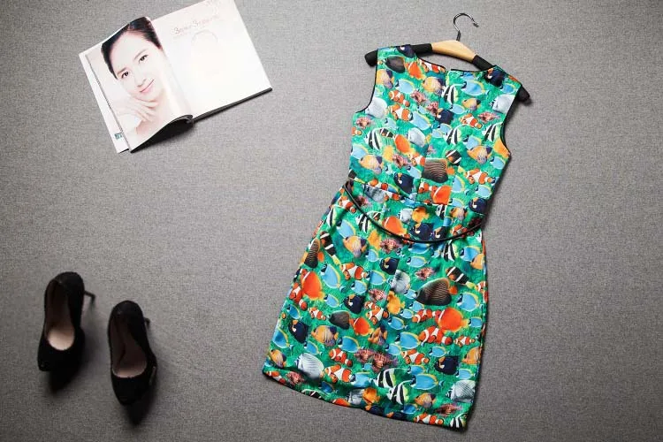 Fish Belt 100% Real silk Dresses Evening Dress A-Line Sleeveless Free Shipping Slim O-Neck Off the Shoulder | Женская одежда