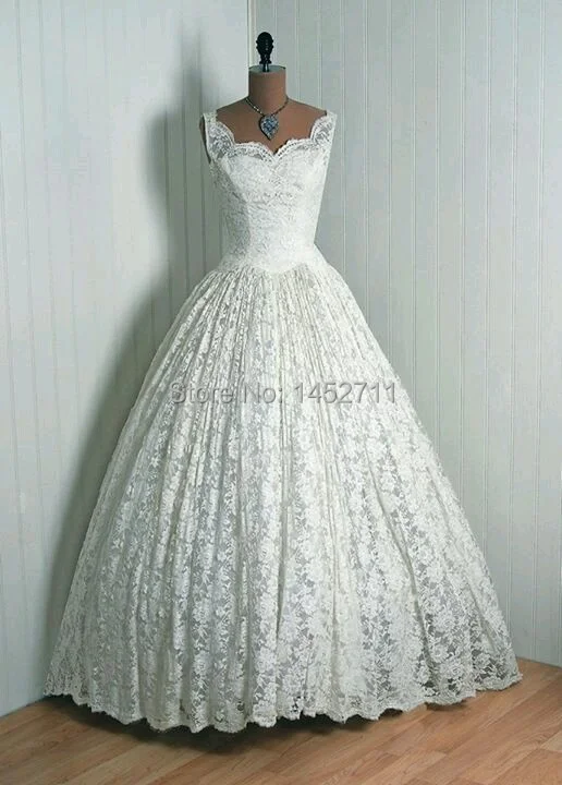 2017 Custom Made Vintage 50s Lace Bride Wedding Dresses Sleeveless 2017 Custom Made Vintage 50s Lace Bride Wedding Dresses Sleeveless Ball Floor Length Bridal Gowns In From Weddings Events On