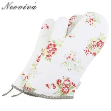 Neoviva прочная Брезентовая печь рукавицы для женщин набор из 2 цветочных нитонг розы Микроволновая печь гриль кулинарные Рукавицы Кухня Mit Guantes