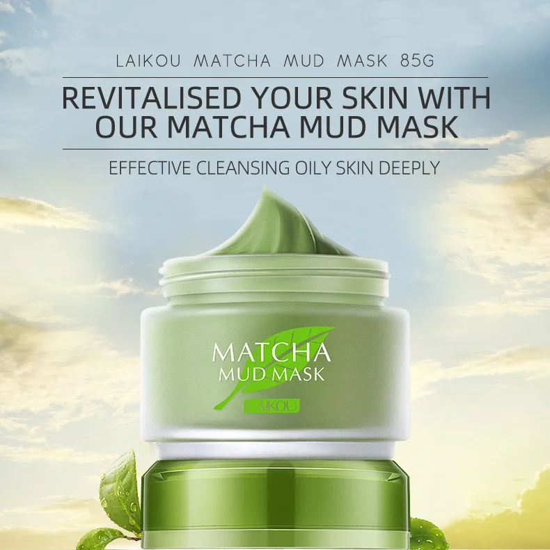 Matcha Mud Facial Mask Cream Whitening Anti-Aging Blackhead Remover Acne Treatment Deep Cleaning Oil-Control Moisturizing
