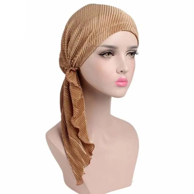 Новые модные мусульманские женские внутренние хиджабы шапки исламский тюрбан голова Кепка шапка бини женские аксессуары для волос мусульманский шарф шапка выпадение волос - Цвет: golden