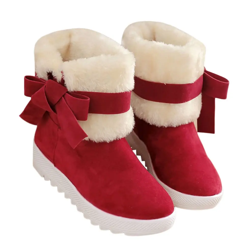 

Women Boots Women Winter Fashion Shoes Snow Boots Female Ankle Boots Warm Boots Woman Casual Shoes With Bowknot Decoration