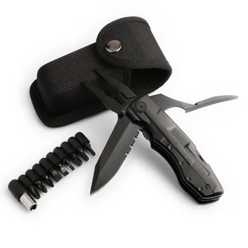 

Stainless steel outdoor EDC multi-tool pliers, camping convenient folding pliers. Survival tactical tool,send 9 in 1 accessories