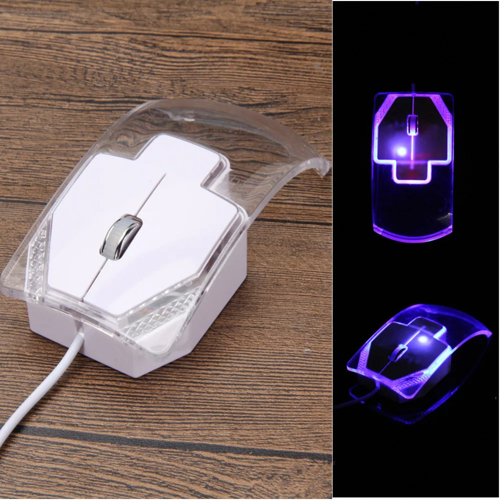 

Creative Transparent Led Optical Wired Mouse Beautiful Blue Light USB Mouse Mice For Computer PC Laptop Desktop