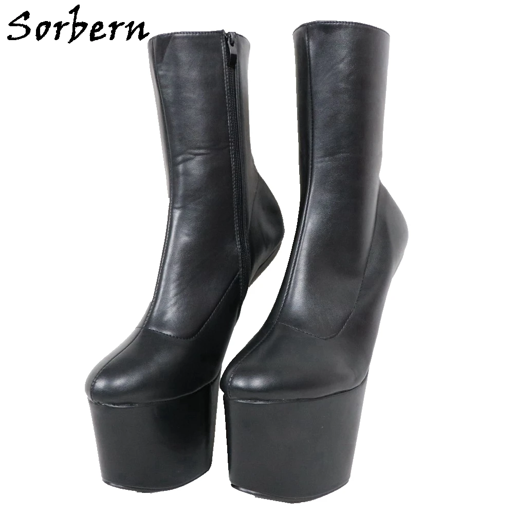 Sorbern/Женские Ботильоны на каблуке-копытце; черные матовые ботинки унисекс для ночного клуба; женские ботинки Gaga; женские ботинки