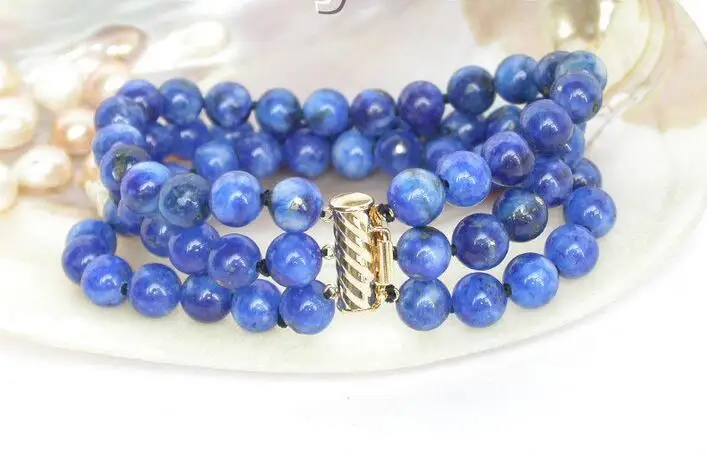 

Free Shipping >> AAA 100% nature 3row round lapis lazuli bracelet