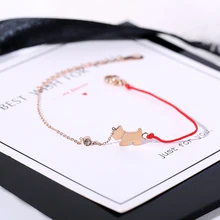 Yun ruo Новое поступление модные, с принтом «Lucky Dog» красный линейный браслет женские Подарочный розово-золотой Цвет модные Нержавеющая сталь ювелирных изделий никогда не увядает