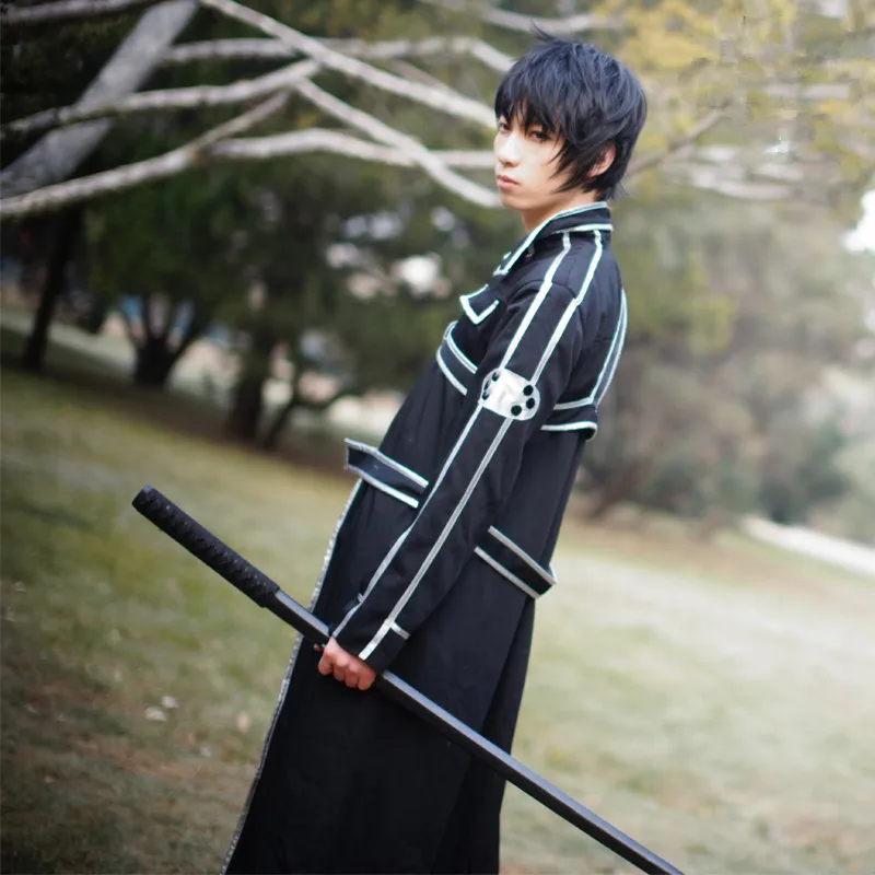 Японское аниме Sword Art Online SAO костюм Кирито для косплея черный взрослый полный комплект для мужчин Kirigaya Kazuto Униформа парик Тренч